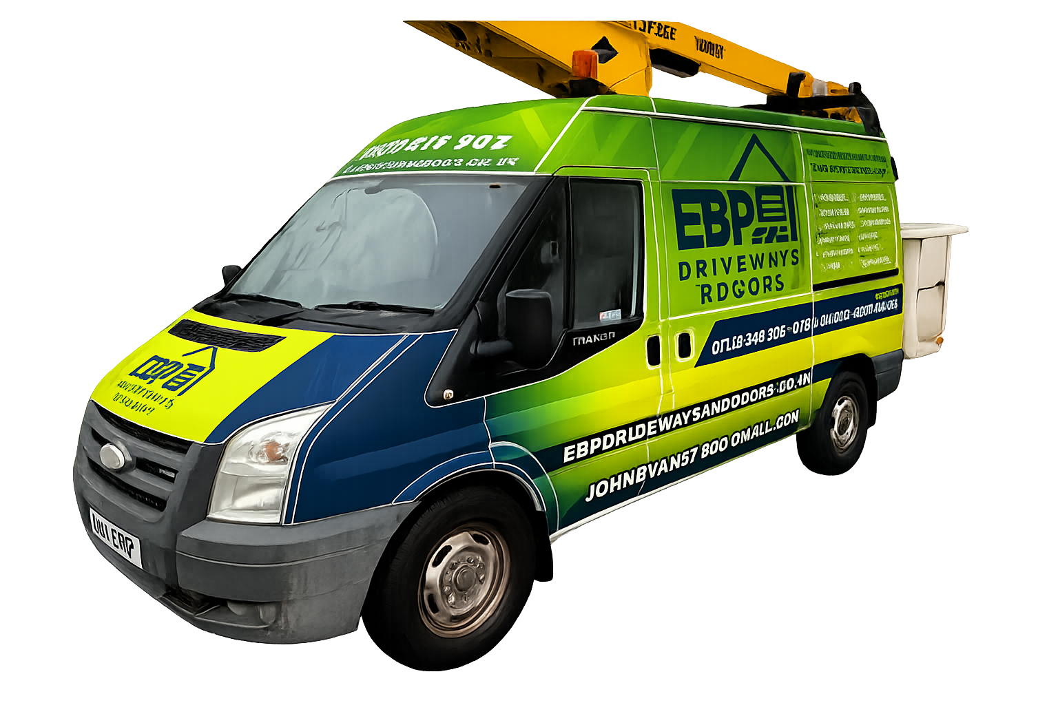 EBP Driveways & Doors installation van in North Wales