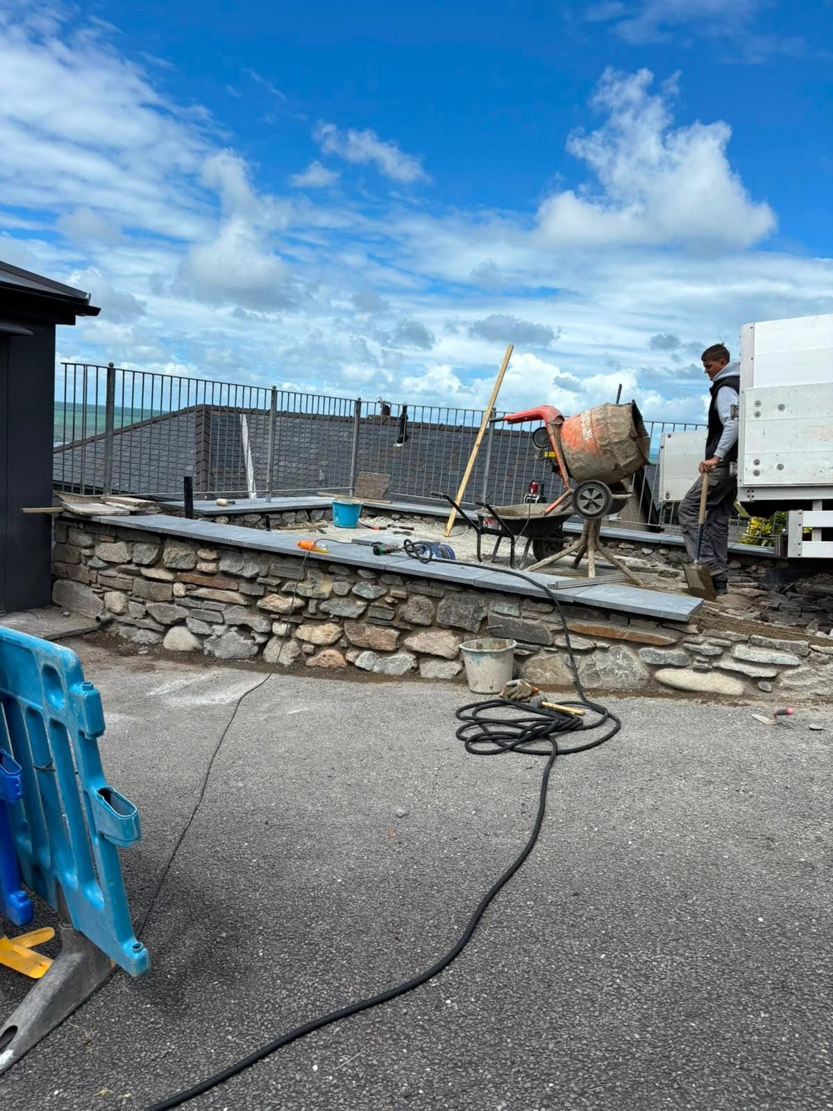 Stone wall construction project Caernarfon
