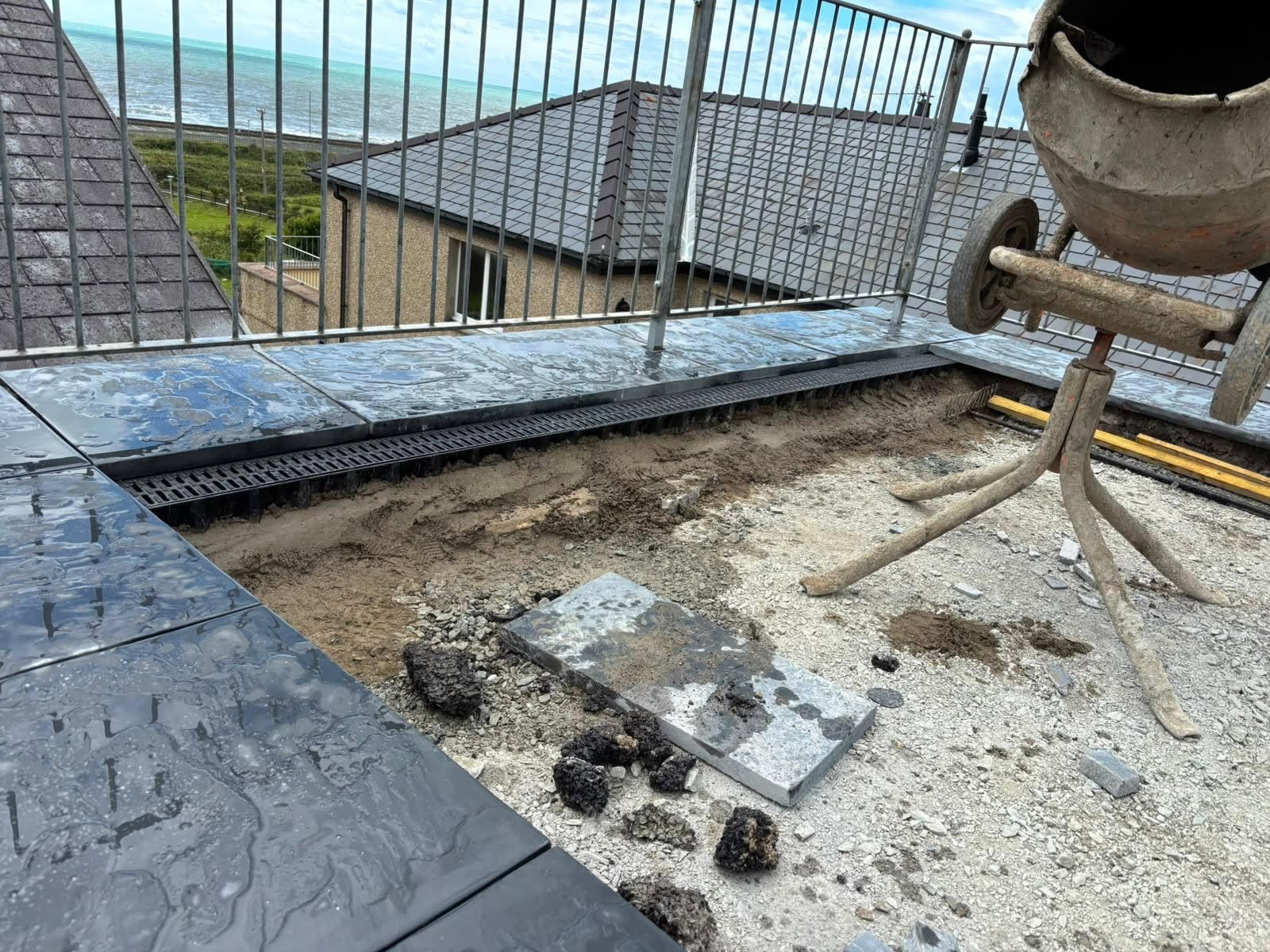 Stone wall coping paving and drainage in Caernarfon