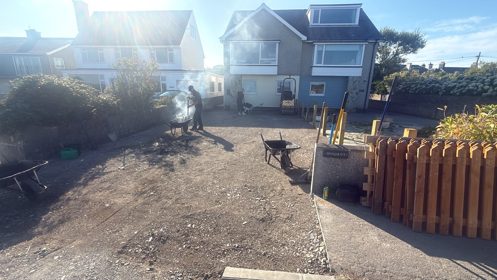 Driveway before tarmac surfacing in Porthmadog